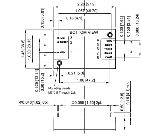 Mechanical Drawing - Cincon CQB75-300S Isolated DC-DC Converters